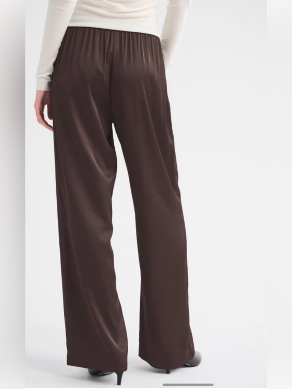 NWT Abercrombie & Fitch Satin Wide-Leg Pants in Brown size Large - Picture 3 of 4